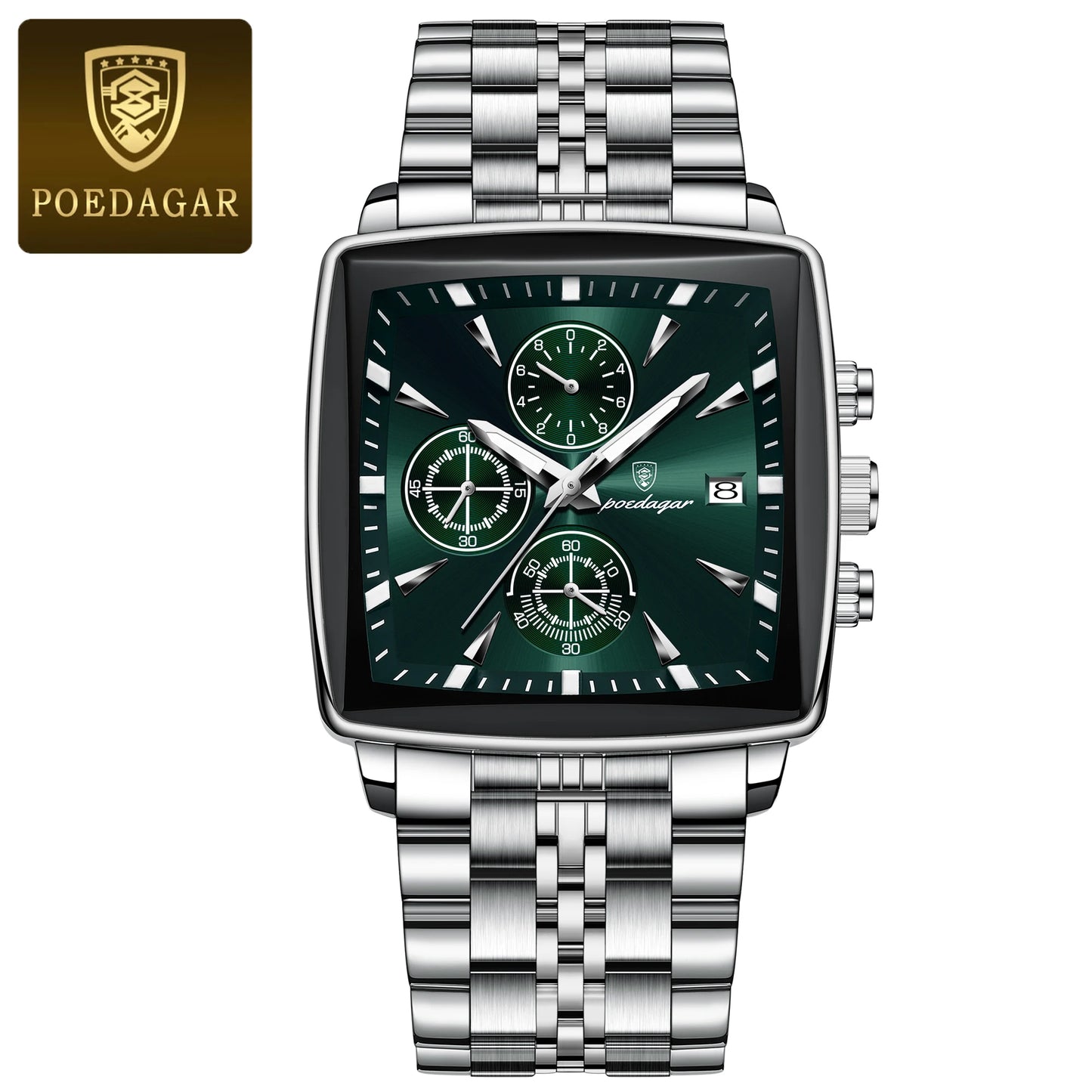 POEDAGAR Luxury Square Sport Man Wristwatch Waterproof