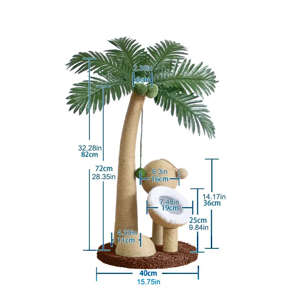 Coconut Tree Cat Claw Sharpener Pole