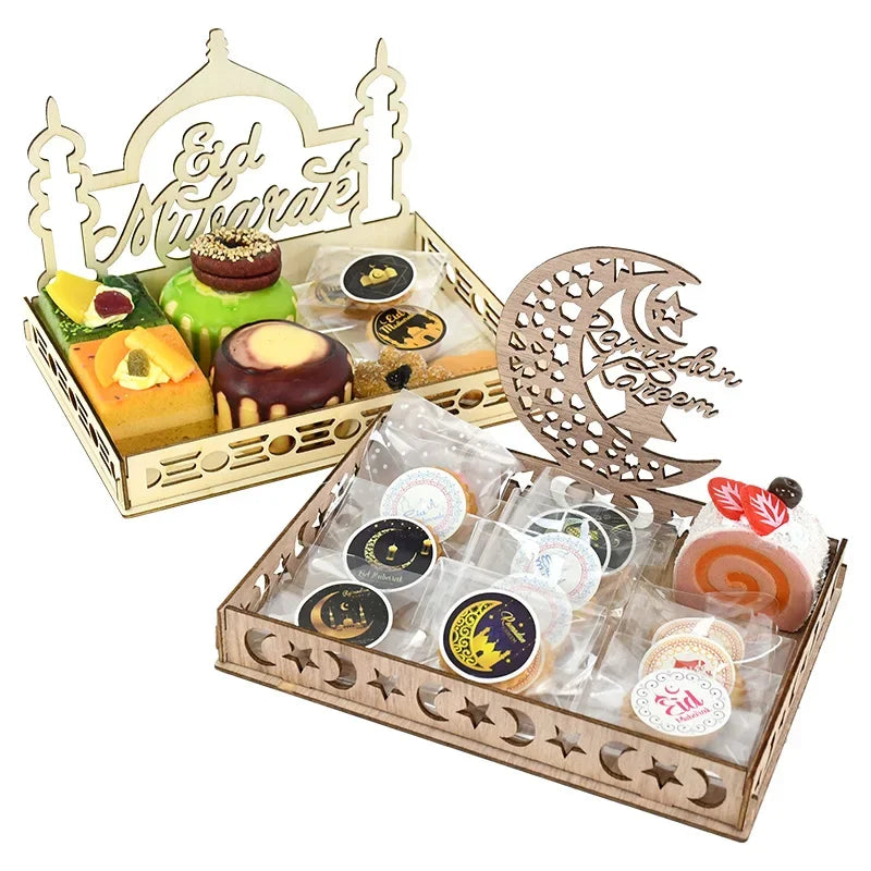 2025 20cm Ramadan Kareem Table Decorations Wooden Food Tray