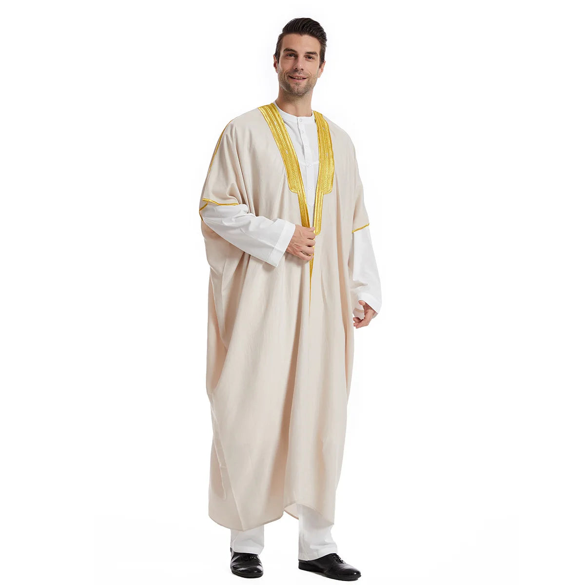 Muslim Men Jubba Thobe Men's Cardigan Abaya Long Dress