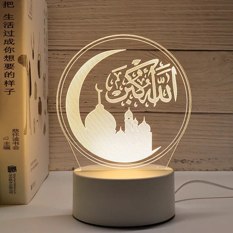 3D Moon Castle Acrylic LED Night Light Eid Mubarak