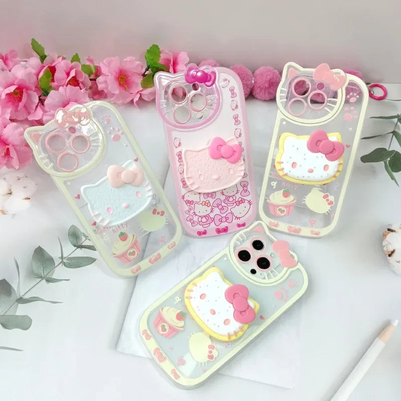 Hello Kitty Stand Phone Cases For iPhone 16 15 14 11 13 12 Pro Max XR XS 7 8 Plus Original Shockproof Cover Y2K Case