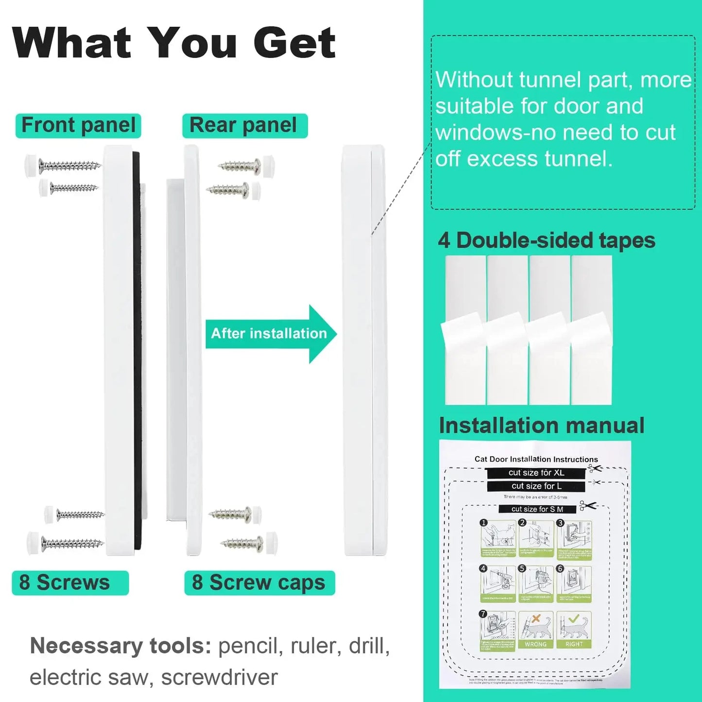 Cat Door 4 Way Locking for Cat up to 20 lbs