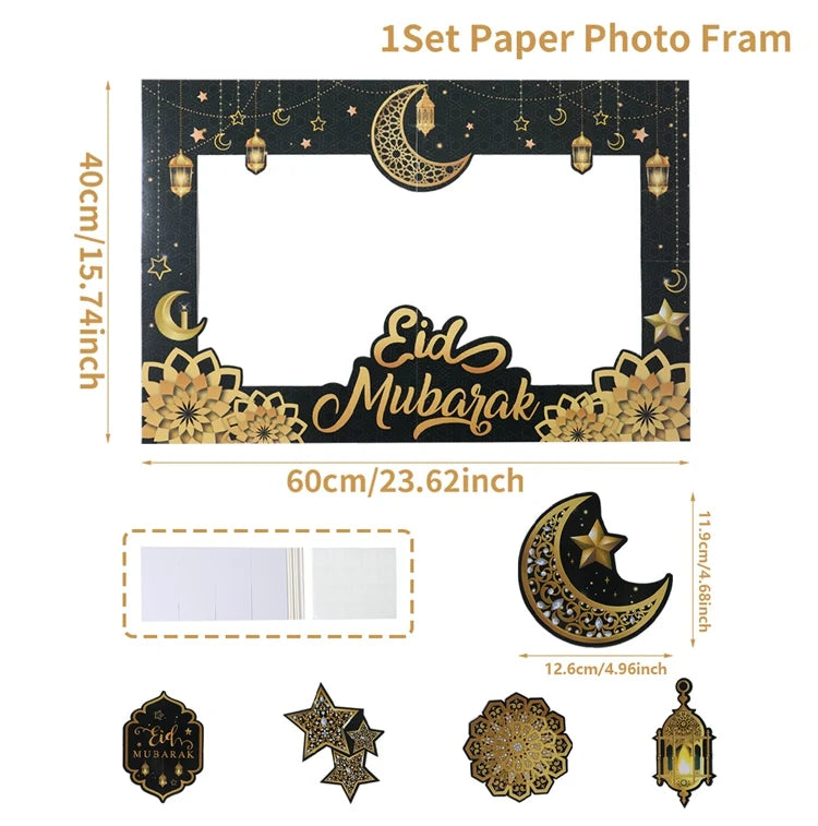 1set Eid Mubarak Photo Booth Props Star Moon Castle