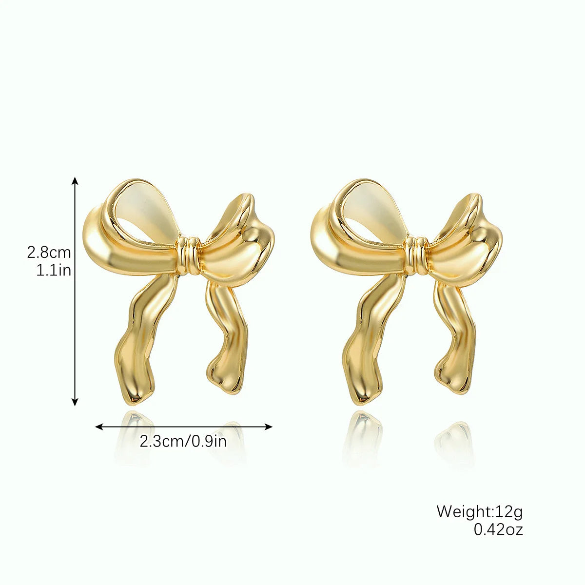 Stainless Steel Metal Stud Earrings 18K Gold Plated