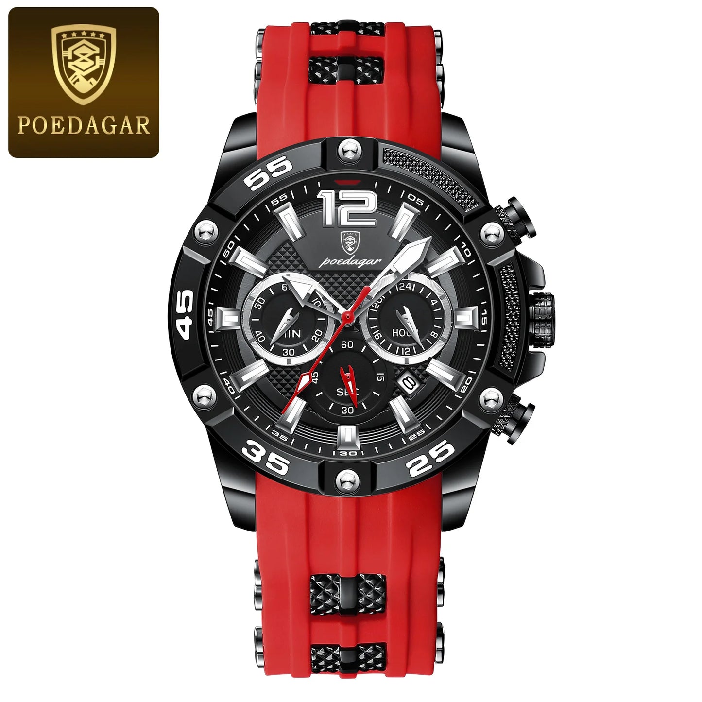 POEDAGAR Luxury Man Wristwatch Sport Chronograph Waterproof