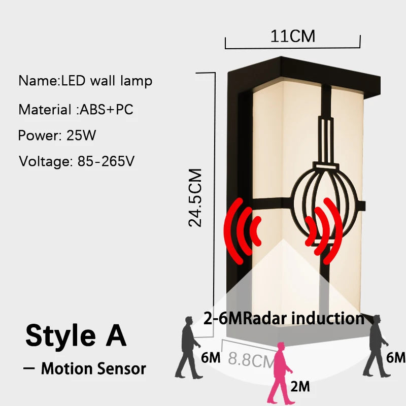 LED Outdoor Wall Light Waterproof Motion Sensor