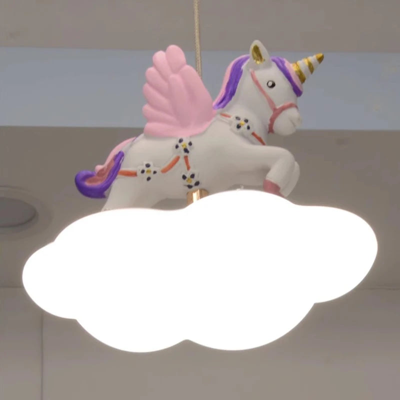 Cute Children's Room Colored Pegasus Chandeliers