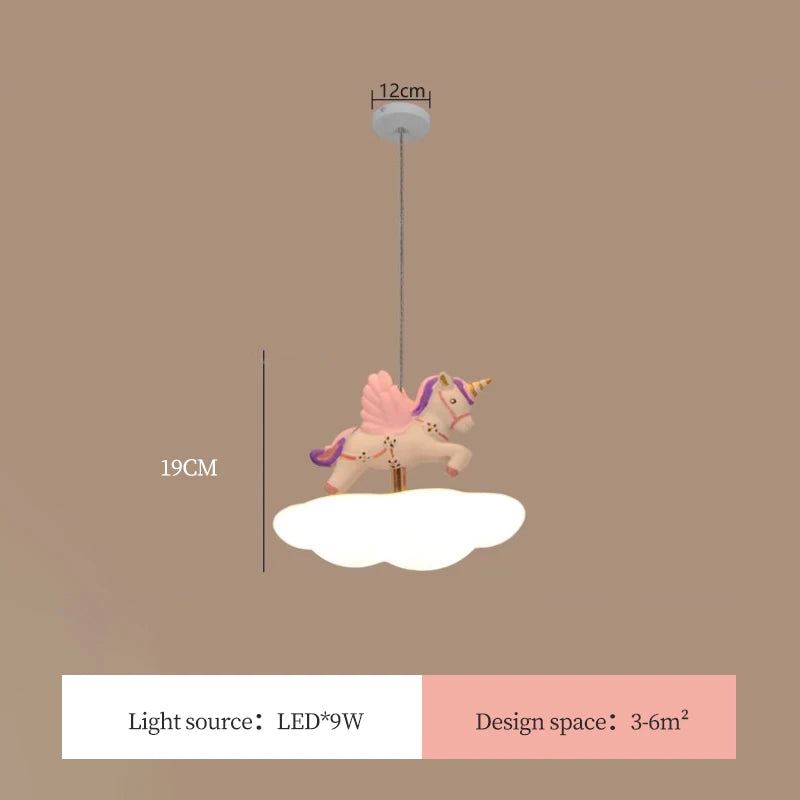 Cute Children's Room Colored Pegasus Chandeliers