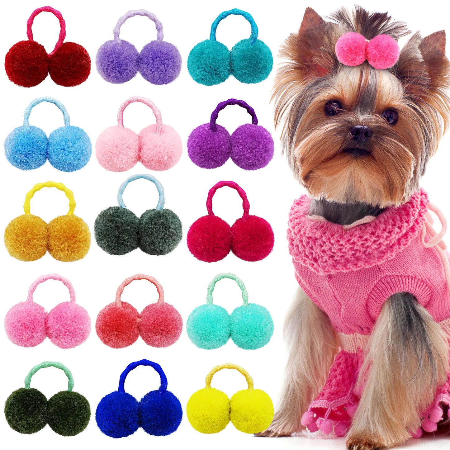 10pcs Pet Dog Plush Hair Balls Elastic