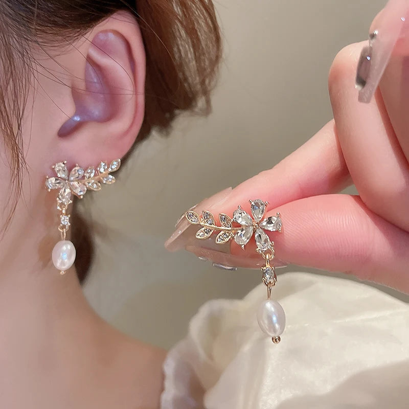 Light Luxury Zircon Stud Earrings Women's Fashion