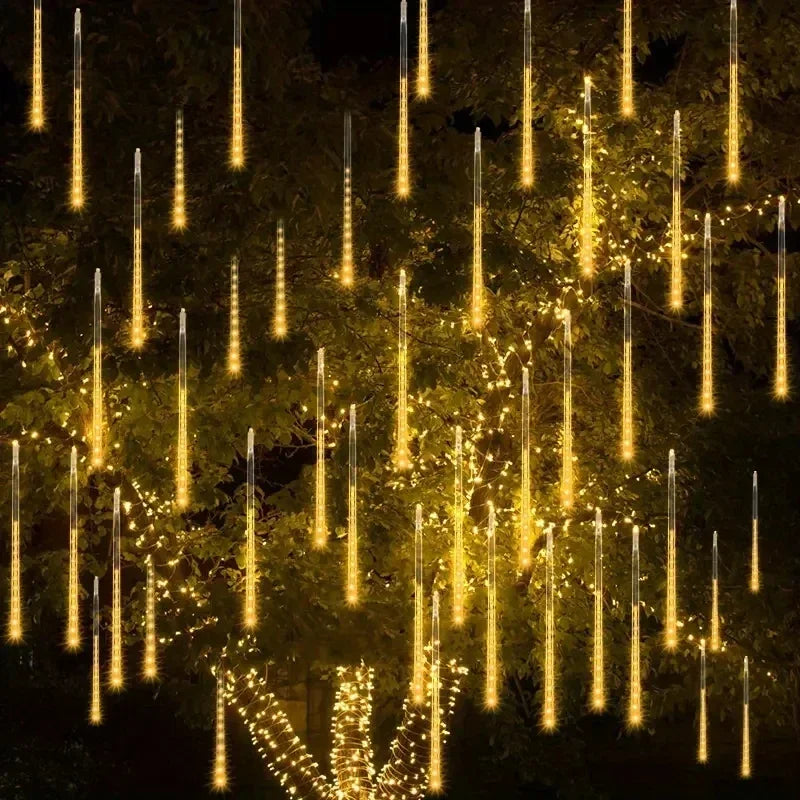 Outdoor Lights 32/24/16/8 Tubes Garland Led Meteor Shower Rain String Lights