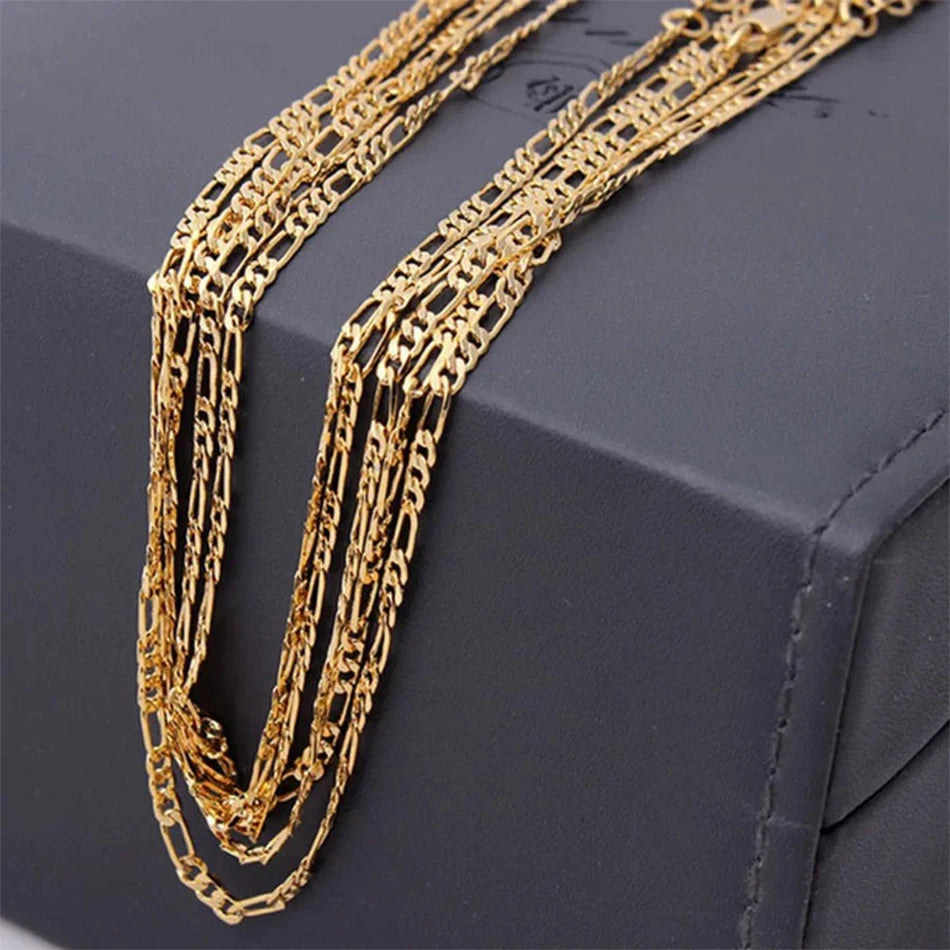 Exquisite Fashion 18K Gold Filled Necklace Size 16-30 Inch Jewelry 4mm