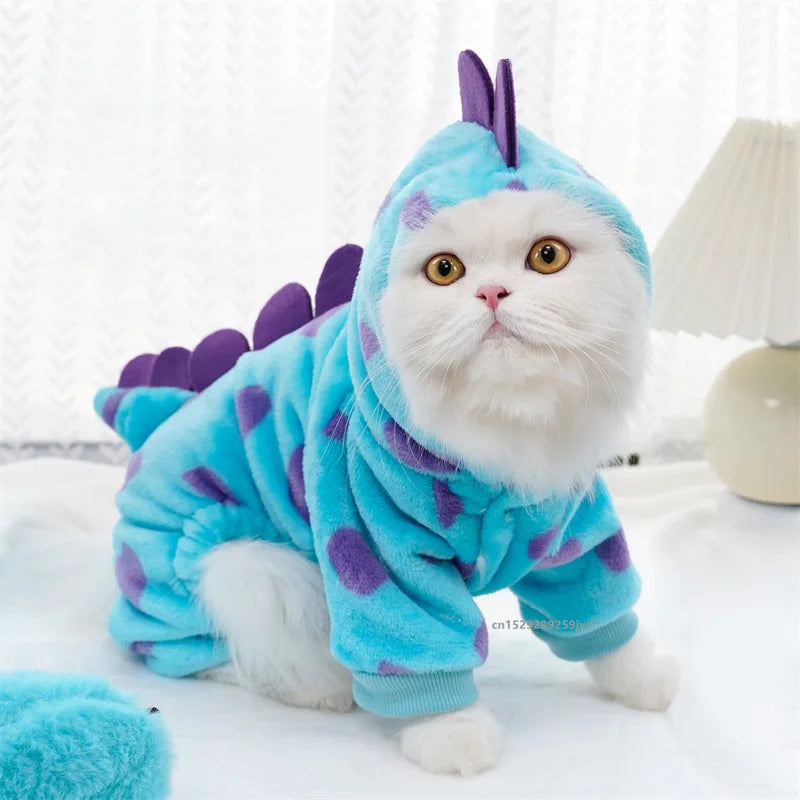 Blue Dinosaur Hooded Coat Pet Clothing