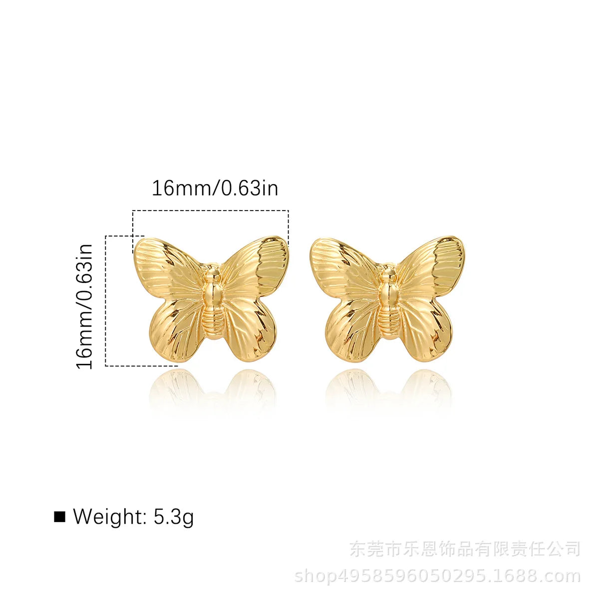 Stainless Steel Metal Stud Earrings 18K Gold Plated