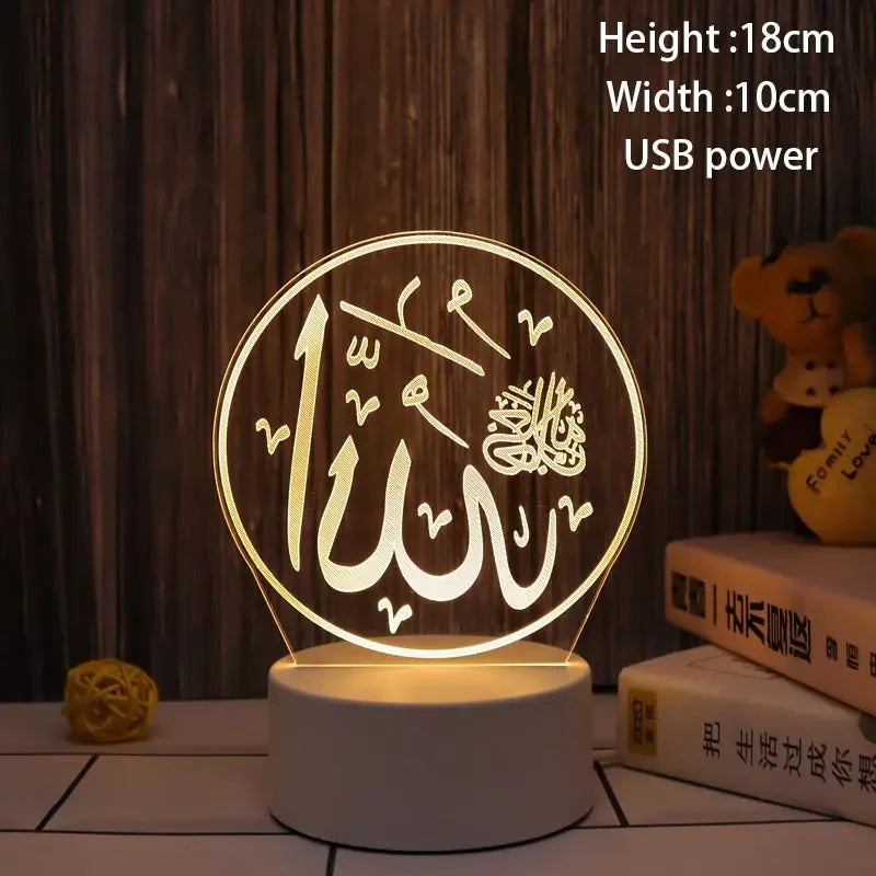 EID Mubarak Decor Lights Moon Castle 3D LED Night Light Gurbang Kareem Table Ornaments Ramadan Decoration for Home Eid Al Adha