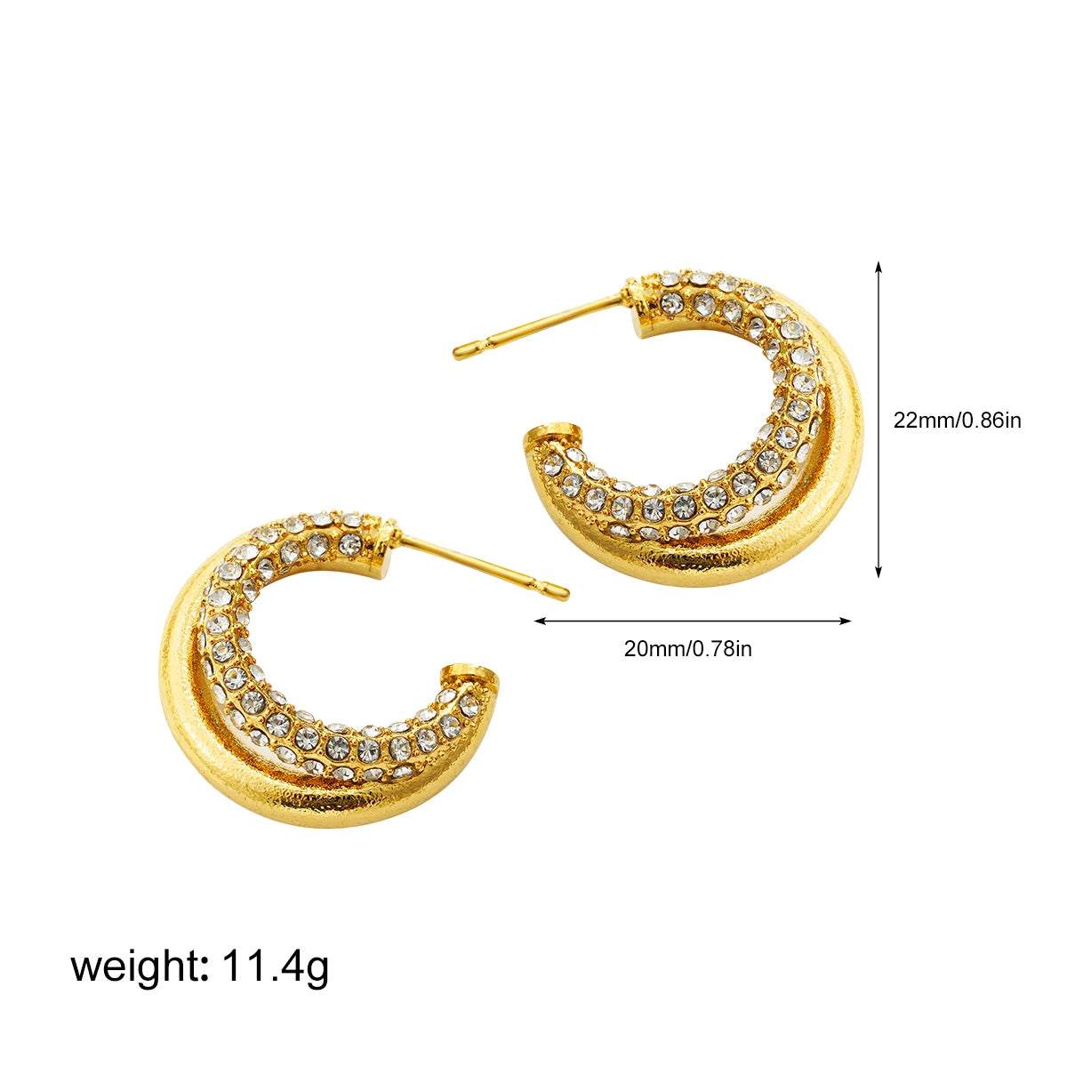 Geometric Stainless Steel Gold Sliver Color Bilayer Stud Earring