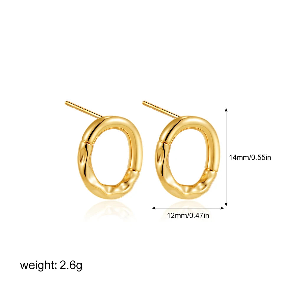 Geometric Stainless Steel Gold Sliver Color Bilayer Stud Earring