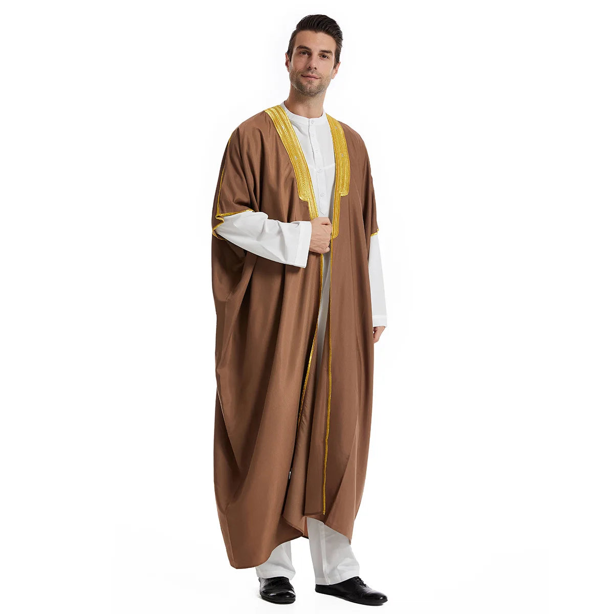 Muslim Men Jubba Thobe Men's Cardigan Abaya Long Dress