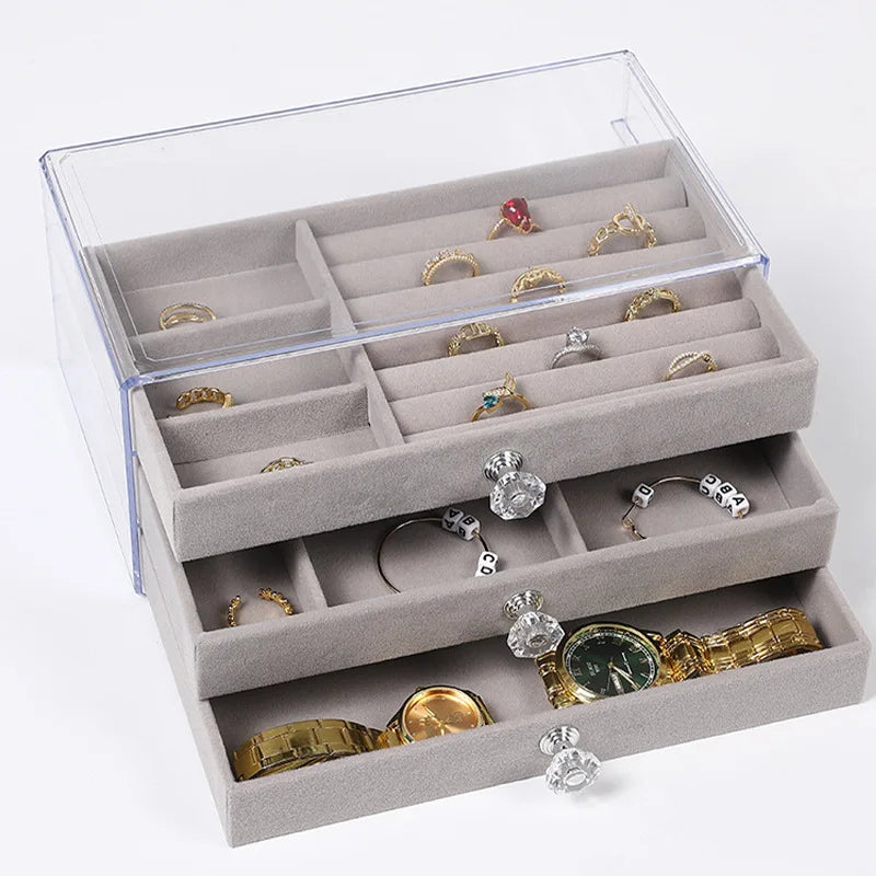 New three-layer clear drawer storage box