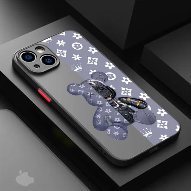 Luxury Robots Bears Phone Case for Apple iPhone 15 16 Pro 13 14 Plus SE 12 11Matte