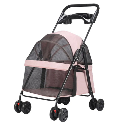 Outdoor Foldable Pet Trolley with 4 Wheels