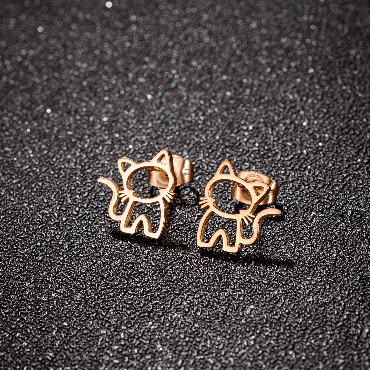 1 Pair Cute Cat Stainless Steel Stud Earrings