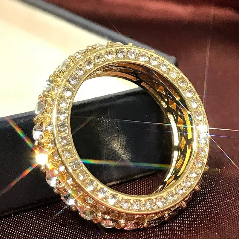 14 k gold color Gold Full Diamond Round Ring