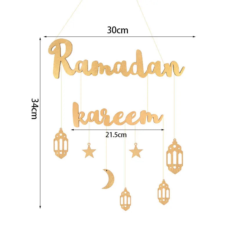 Gold Black Ramadan Kareem Wooden Wall Pendant