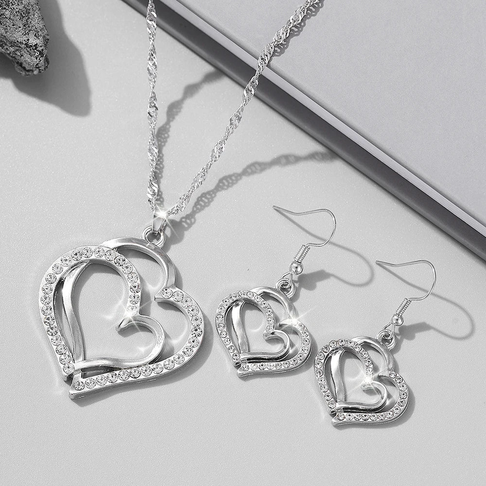 3 Pcs Set Heart Shaped Jewelry Set