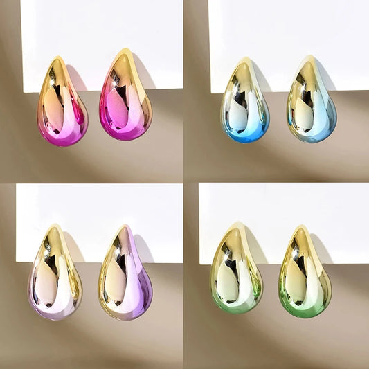 Gradient Colorful Waterdrop Drop Earrings