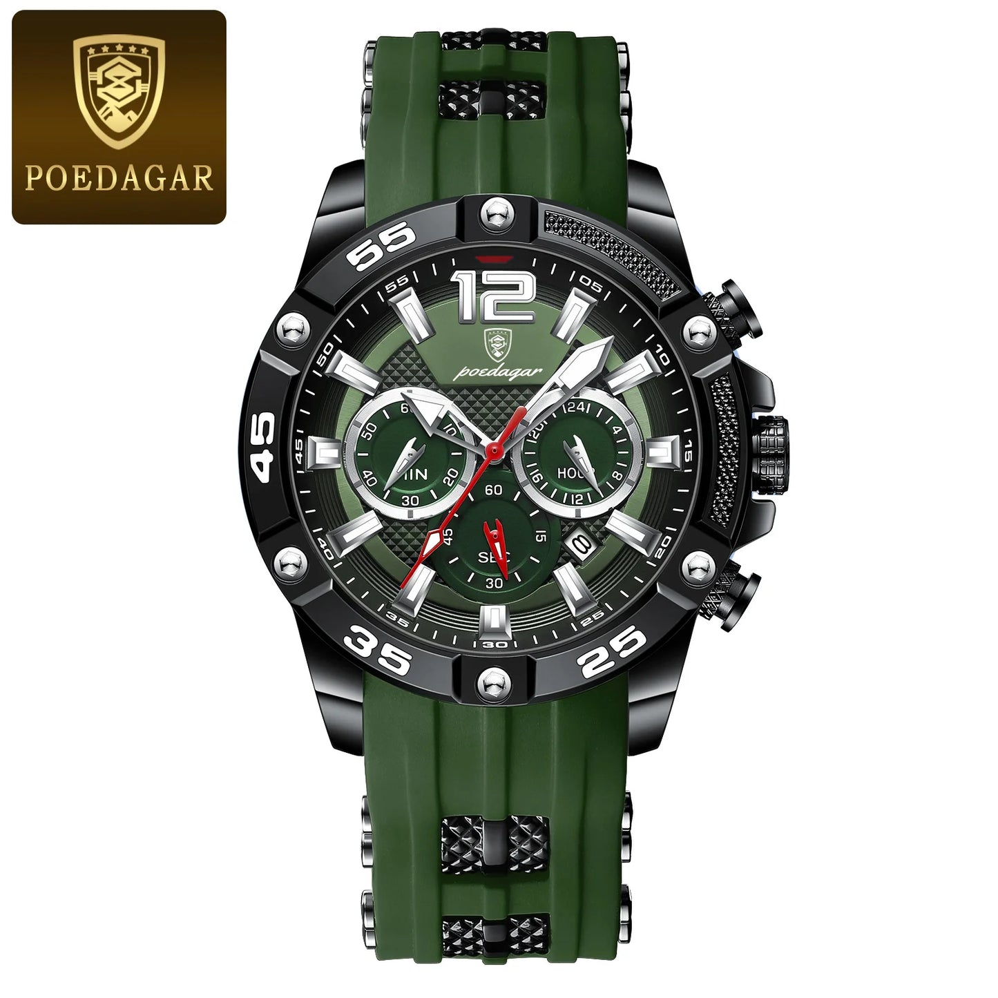 POEDAGAR Luxury Man Wristwatch Sport Chronograph Waterproof