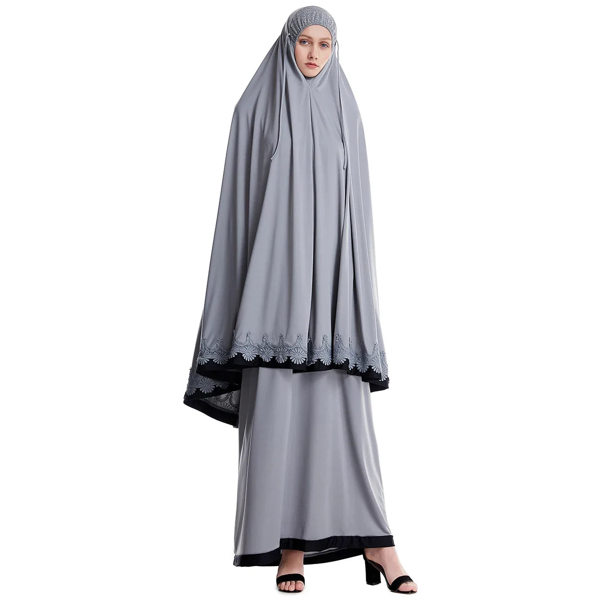 2025 Namaz Long Khimar Muslim 2 Piece Set Hijab Dress Formal Prayer