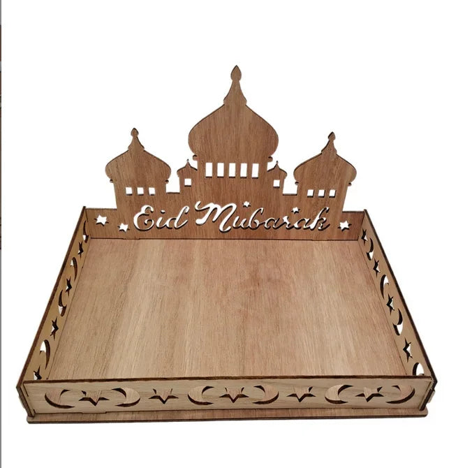 2025 20cm Ramadan Kareem Table Decorations Wooden Food Tray