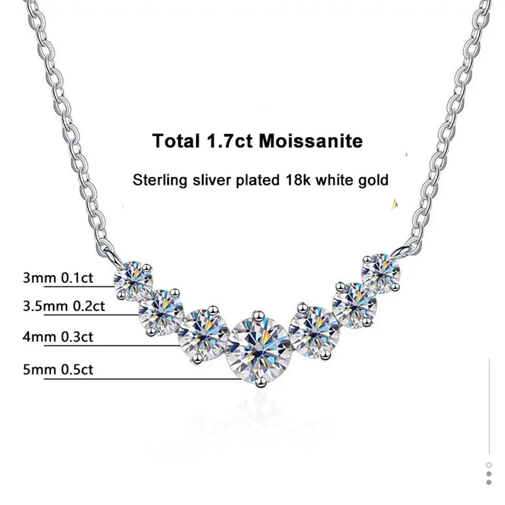 Moissanite Necklace Fine Jewely with Certificates 925 Sterling Sliver Plated 18k White Gold Necklace