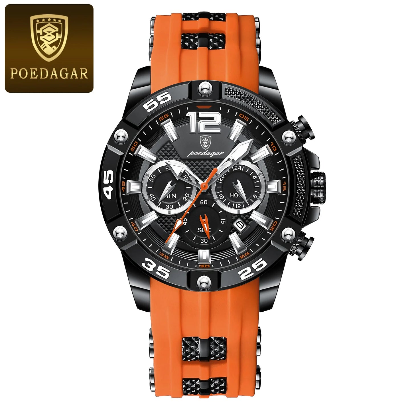 POEDAGAR Luxury Man Wristwatch Sport Chronograph Waterproof