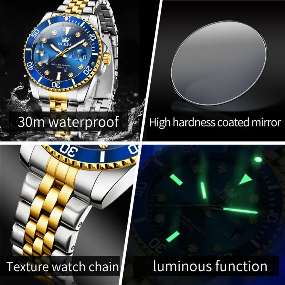 OLEVS Luxury Watch Waterproof Male Clock