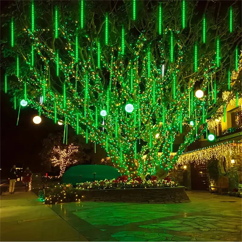 Outdoor Lights 32/24/16/8 Tubes Garland Led Meteor Shower Rain String Lights