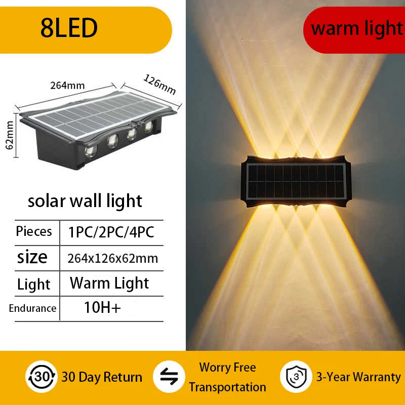 Solar Wall Lamp Outdoor Warm Light Waterproof