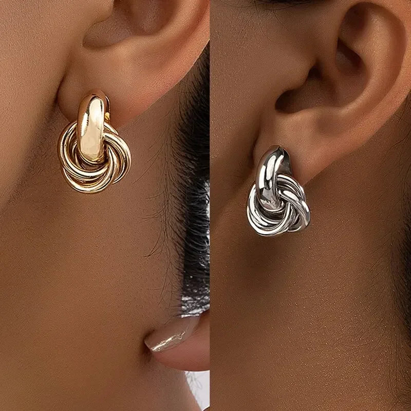 Gold Silver Color Knot Hoop Earring