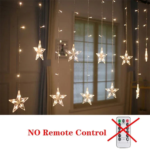 Star Moon Led Curtain Garland String Light EID Mubarak Ramadan Decoration