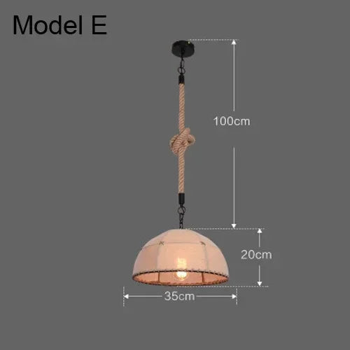 Industrial Rustic Pendant Lights Hemp Rope Indoor