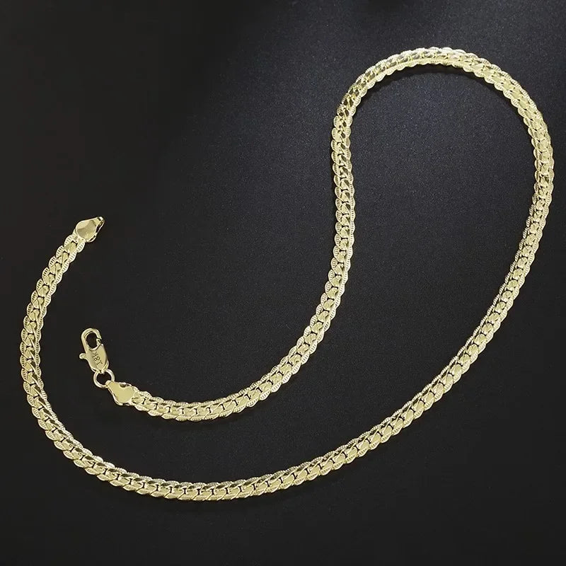 925 Sterling Silver 5MM 18K Gold Full Sideways Figaro Chain Necklace