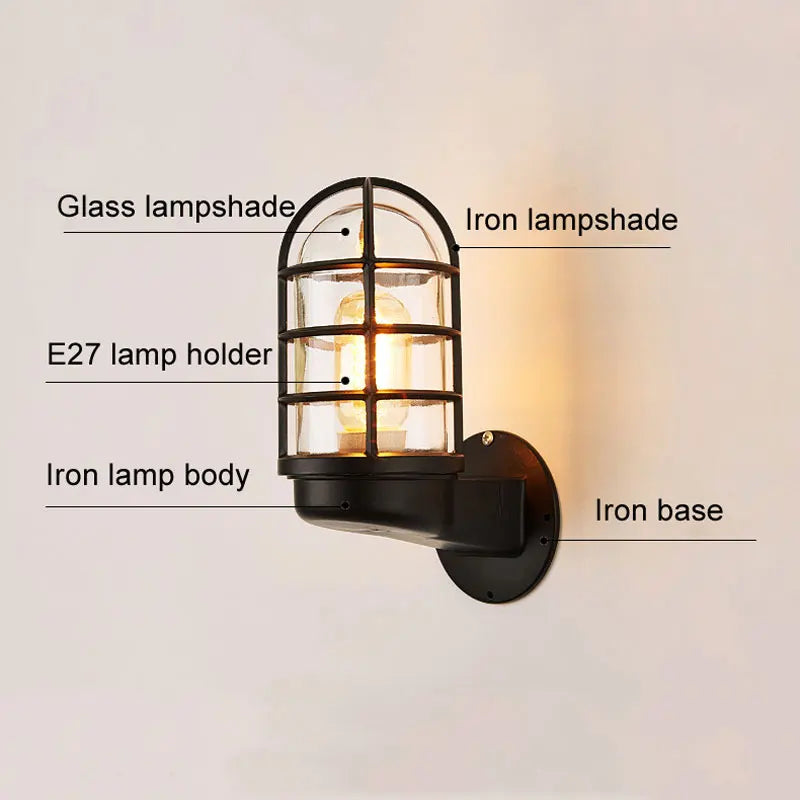 Outdoor Waterproof Wall Lamp American Country Retro