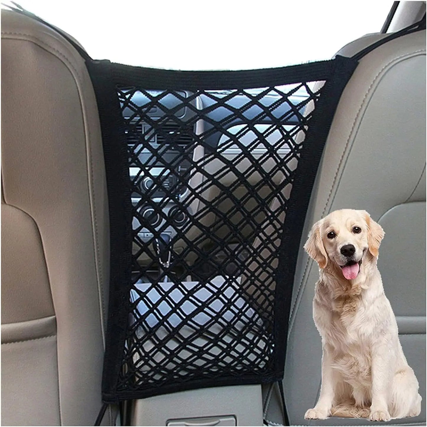 Pet Car Barrier with Safety Mesh Storage