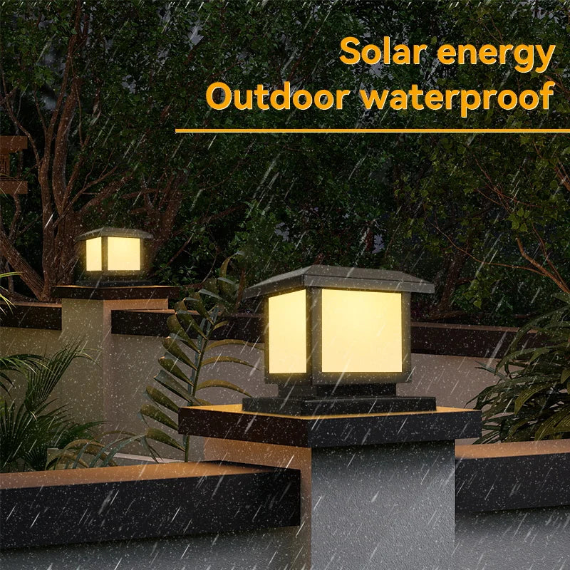 Timed LED Solar Pillar Light Waterproof Solar Lights Outdoor Remote Control