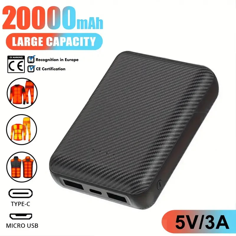 50000mAh Portabl Heating Mobile Power for Heated Vest Jacket Gloves with 5V 3A Fast Charging Phone Portable Charger