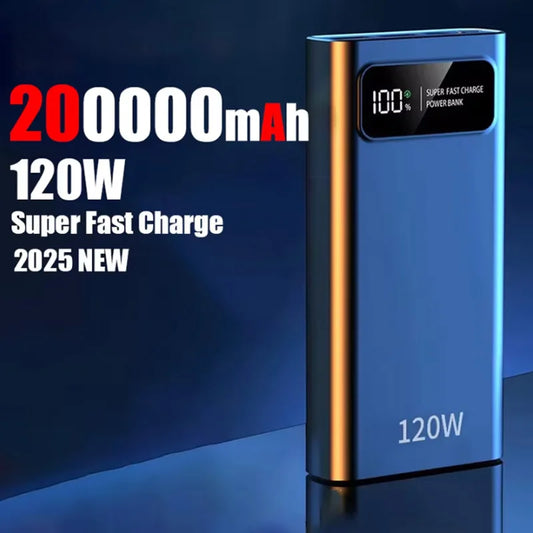 200000mAh 120W Super Fast Charging Battery Digital Display High Capacity Mobile Power Supply iphone Samsung Xiaomi Huawei