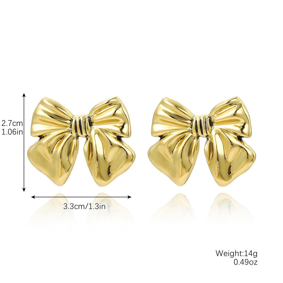 Stainless Steel Metal Stud Earrings 18K Gold Plated