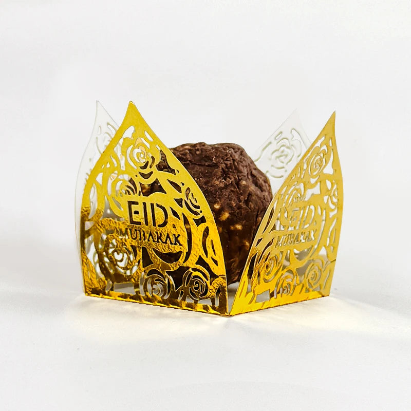 10-50Pcs Eid Mubarak Decoration Candy Food Tray Box